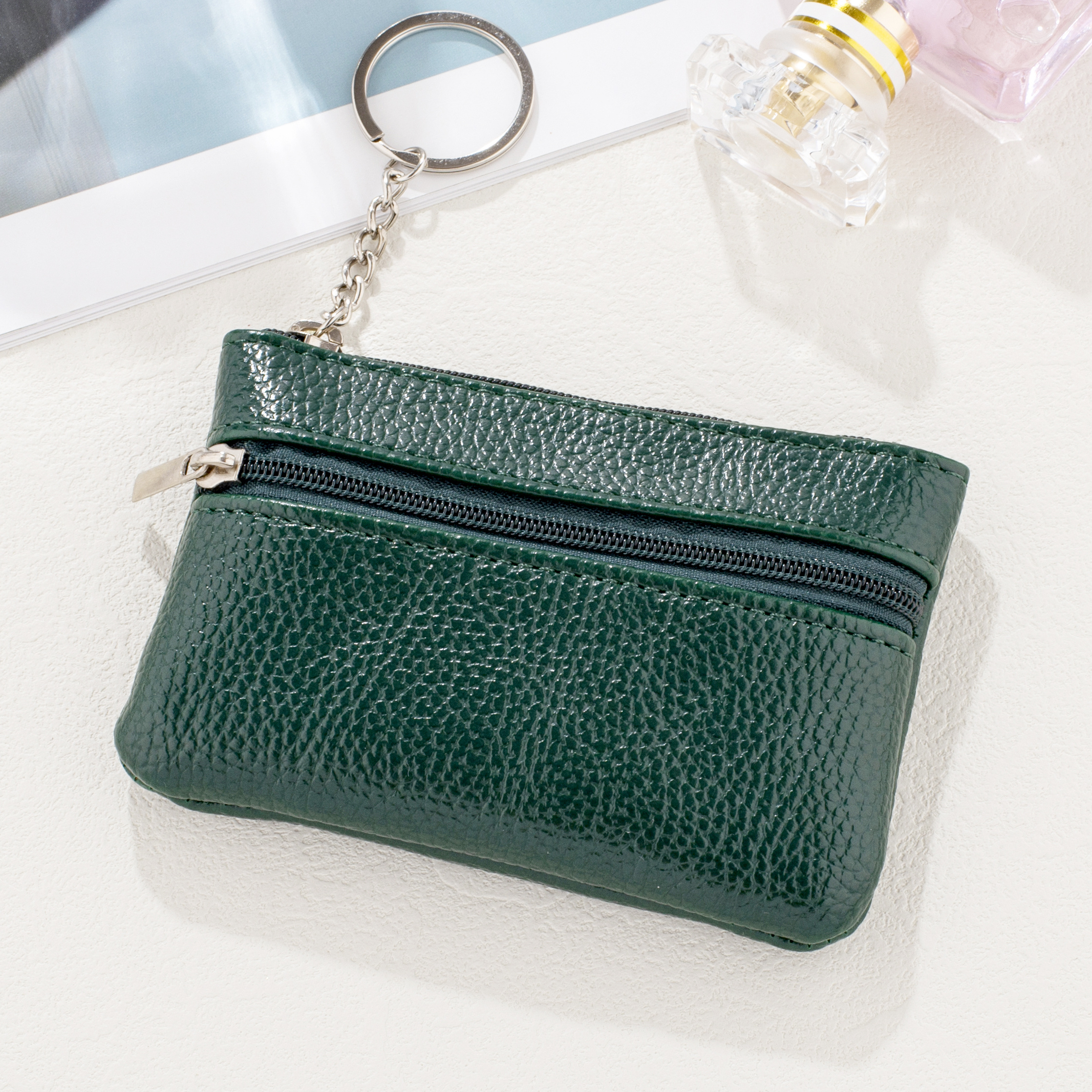 Mini Wallet Keychain Fashion Pu Leather Coin Purse Card Holder Bag