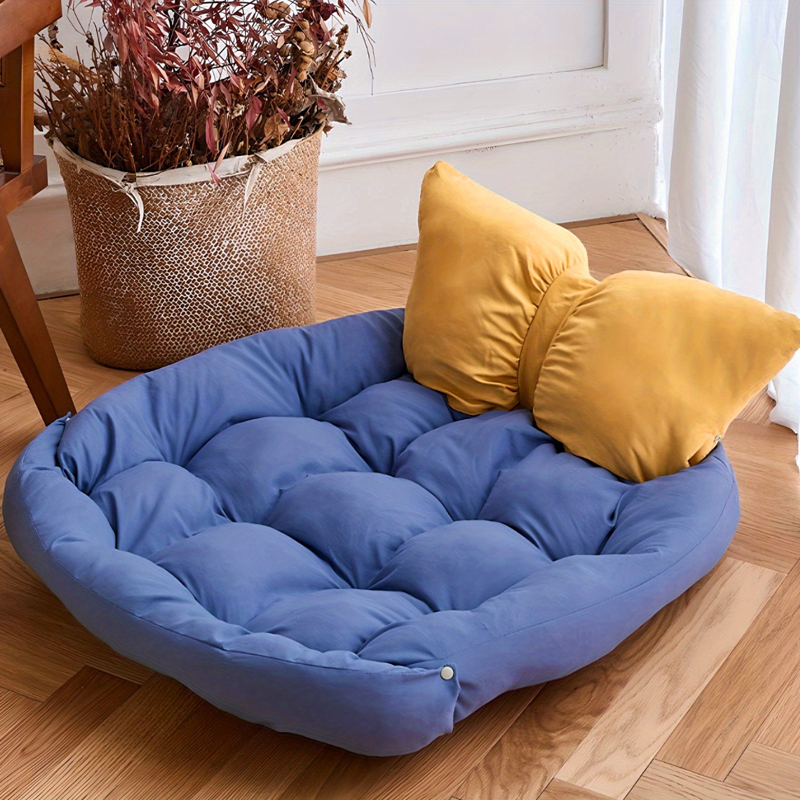 Dog Bed For Large Medium Small Dogs Cats Puppy Detachable Washable Pet Bed Pet Mat Dual Use Dog Sleeping Cushion Pad Soft Dog Beds Cushion Kennel Calming Dog Bed Cat Bed Pet Bed Bow Shape Blue Yellow Pink details 1