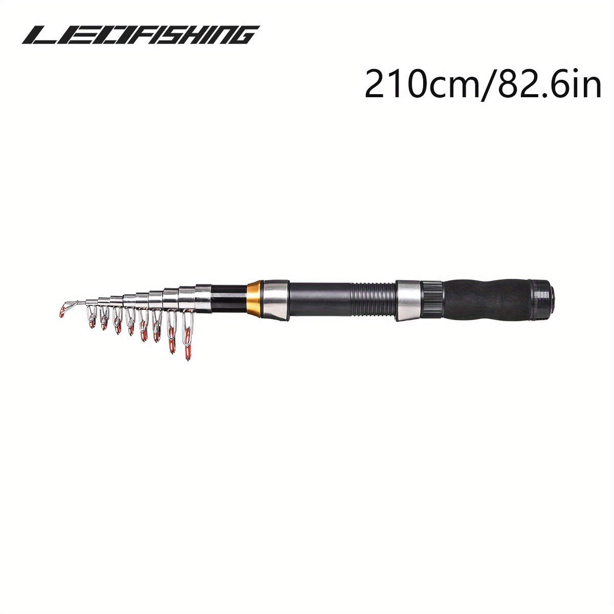 Leofishing Black Short Mini Fishing Rod Portable Telescoping - Temu