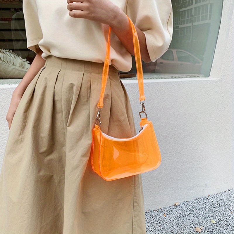 Transparent Pvc Hobo Bag, Jelly Casual Shoulder Bag, Waterproof Stylish Baguette  Bag Underarm Bag - Temu