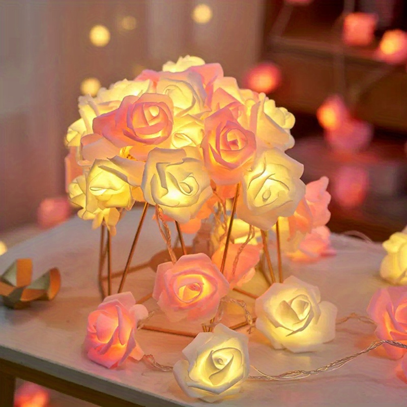 Led Rose String Lights White For Valentine's Day - Temu