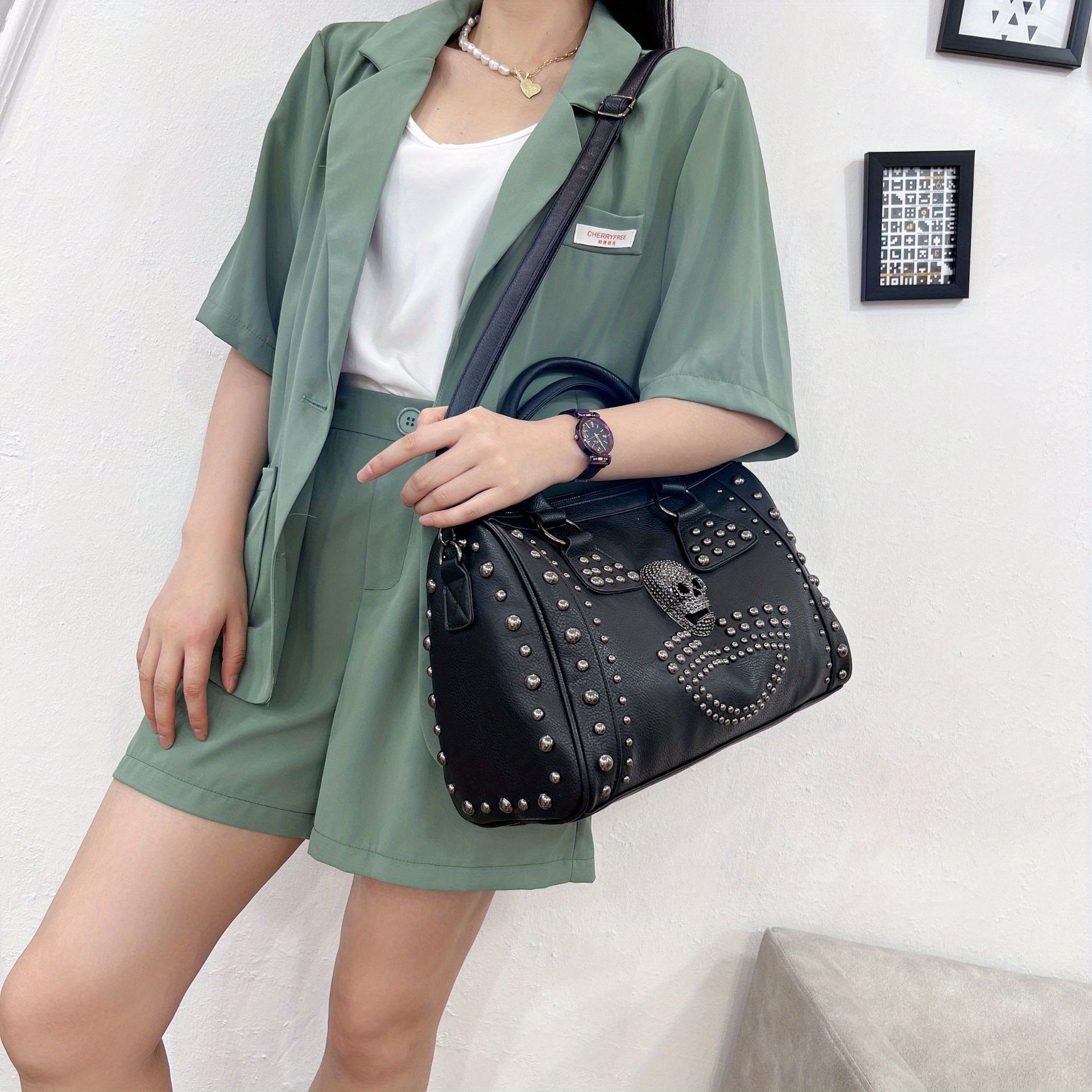 Rivet Frame Shoulder Bag