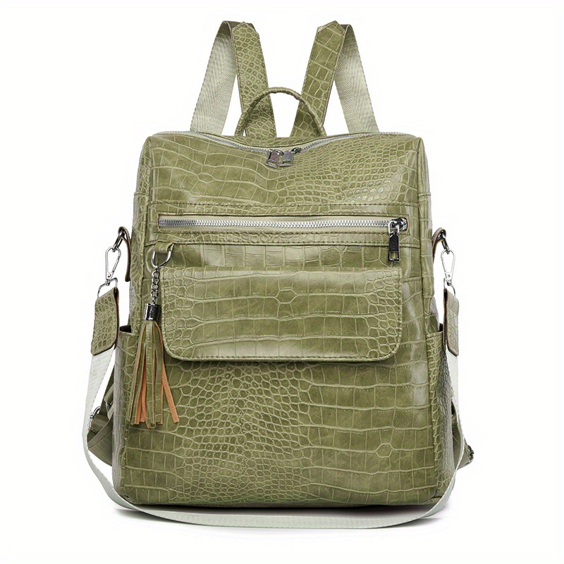 Unisex Crocodile Backpack, Casual Crocodile Laptop Travel Backpack