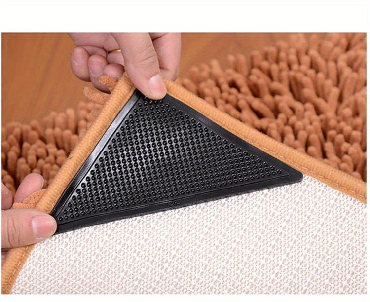 Rug Grippers,Never Curl Rug Grippers Non Slip Reusable Carpet Stickers for Area  Rugs, Hardwood Floors, Tile Floors, Floor Mats, Keep Your Rug In Place And  Makes Corners Flat for Corners (Black, 4Pcs) 