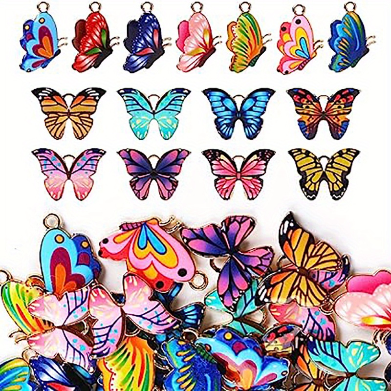 Mixed Color Alloy Enamel Butterfly Charms Pendant Butterfly - Temu ...