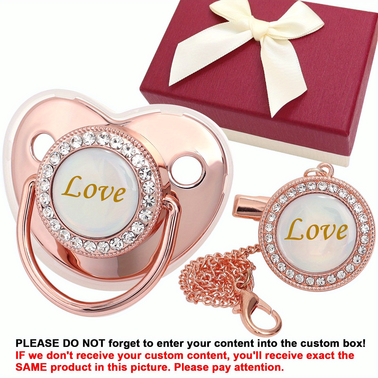Golden Glitter Pacifier with Crystal Bling - Custom Baby Shower Gift