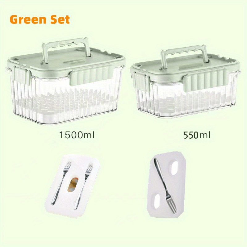 2pcs Fruit Box With Fork Outdoor Camping Storage Box