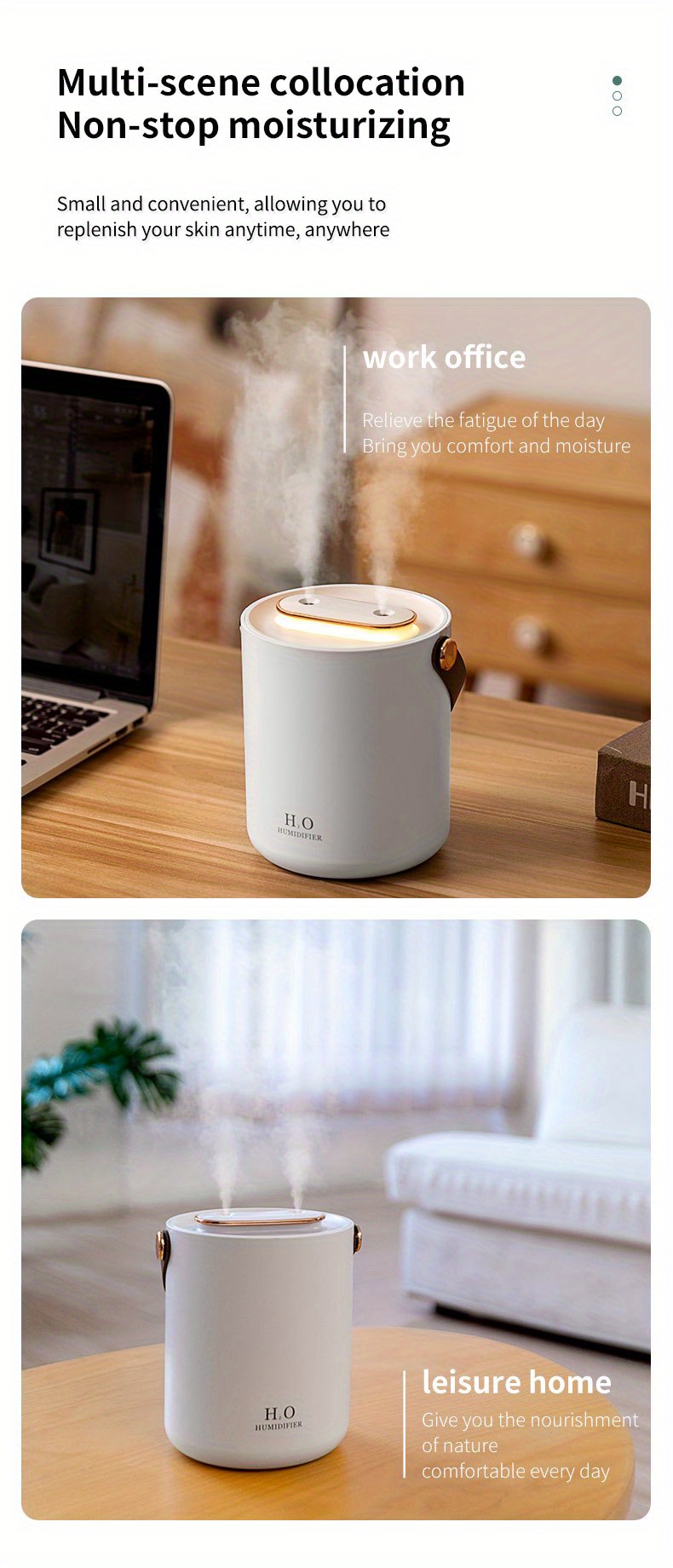 1pc portable dual spray humidifier desktop humidifier living room humidifer with night light light mist large air humidification type c plug power supply suitable for living room office car travel hotel small appliance car accessories details 9