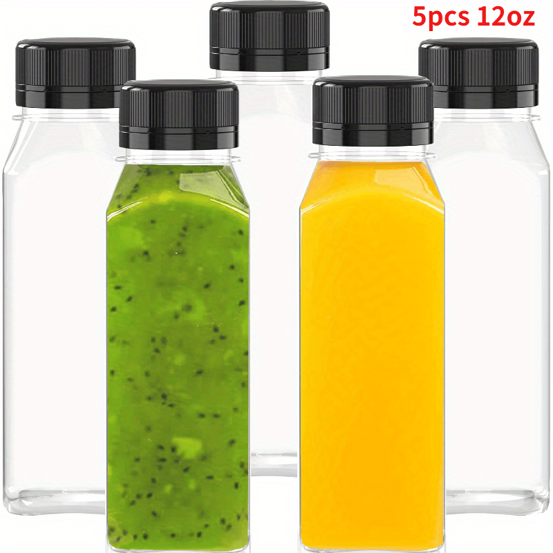 5pcs Plastic Juice Bottles, Clear Bulk Beverage Container, Leak-proof &  Large Capacity, Creative Juicing Container For Smoothies, Juice, Milk & Diy  Drinks