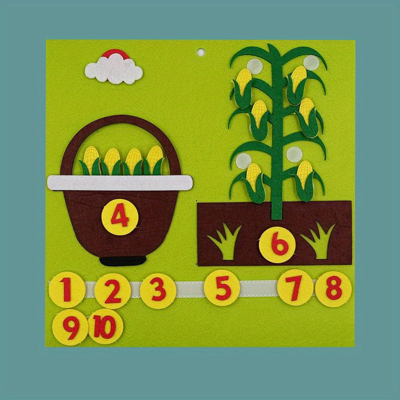 education play teaching aids vegetable number math felt non woven fabric paste toys details 0