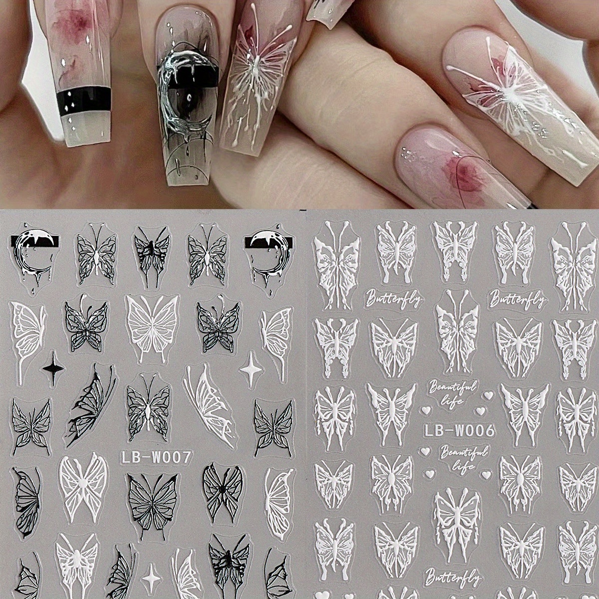 2sheets Butterfly Pattern Nail Art Sticker