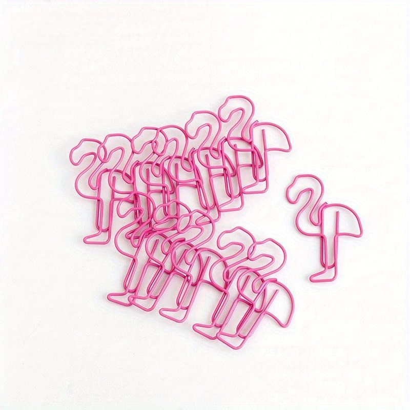 10pcs/bag Pink Flamingo Paper Clips Clamps Bookmark Office Student Valentine's Day Wedding Gift