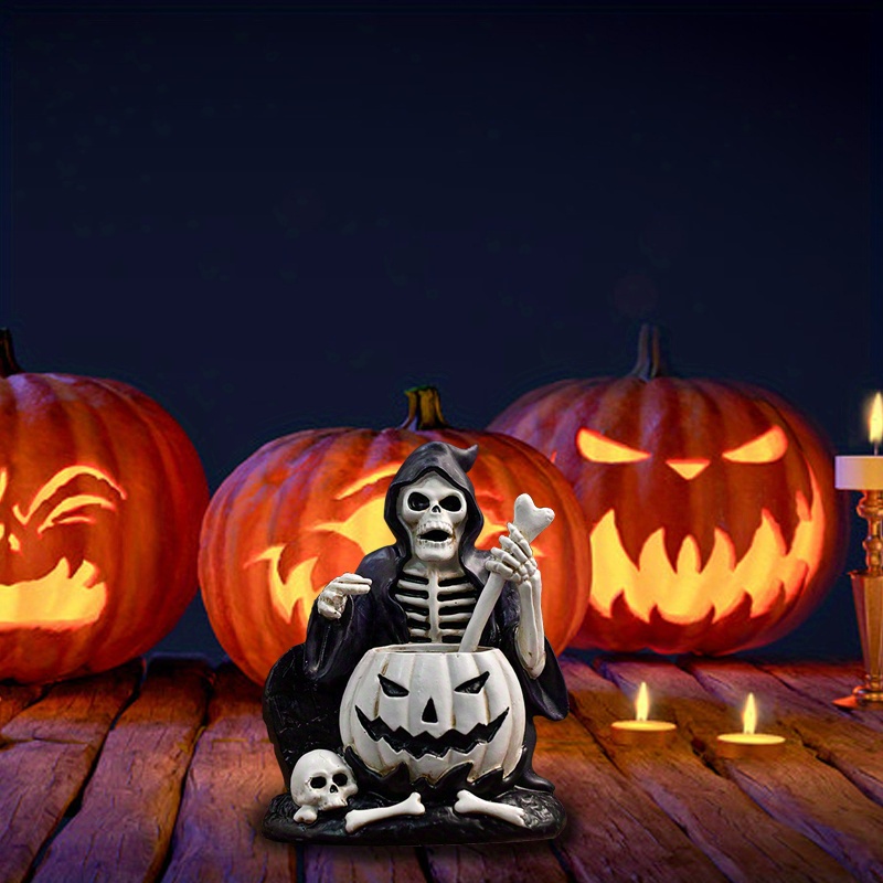 The Ghost Of Death Holds A Skull Pumpkin Head Scary - Temu