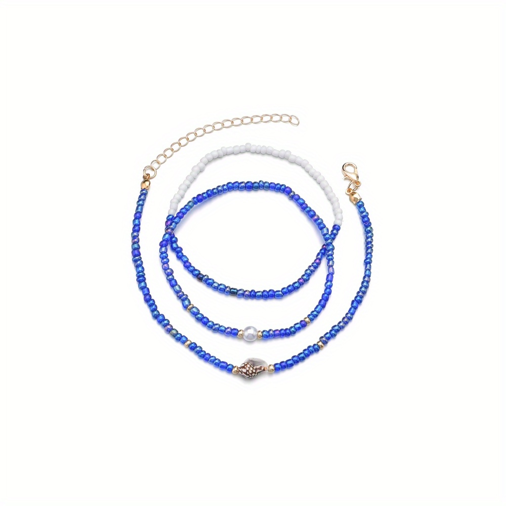 3pc Colorful Rice Beads Anklet Set for Women