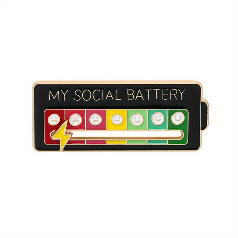 Social Battery Pin Funny Social Battery Pins Self expression - Temu