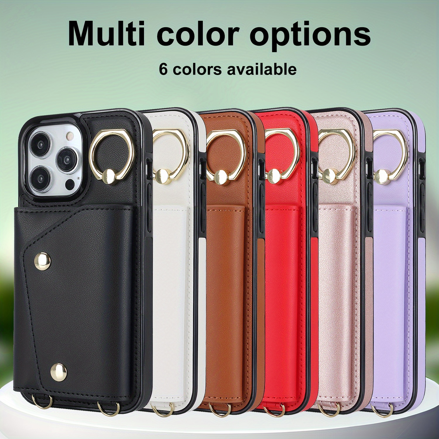 For iPhone 15 Pro Max 14 Plus 13 12 11 XS 87 Wallet Leather Crossbody Strap  Case