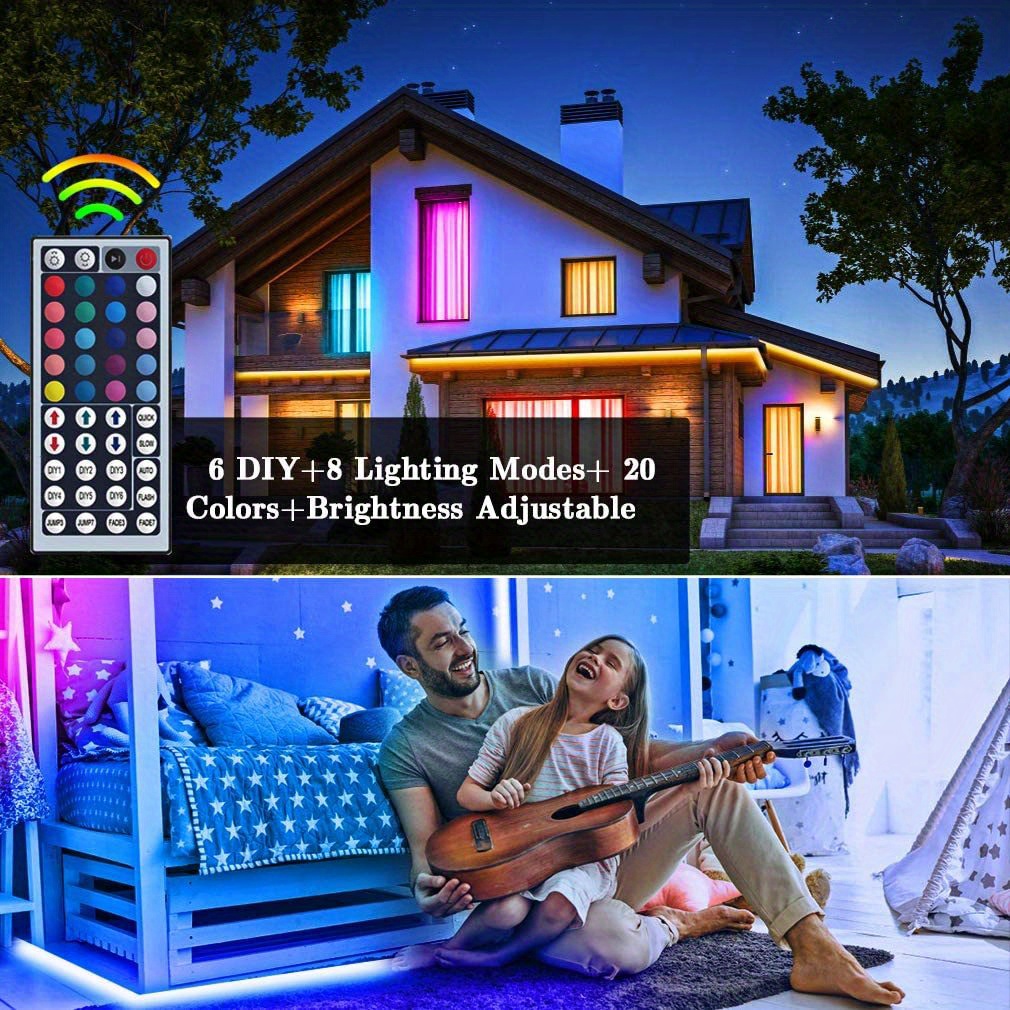 2835 Rgb Led Light Strips, Bedroom Background Decoration Lighting Infrared Remote  Control For Christmas Ribbon Lamp - Temu Belgium