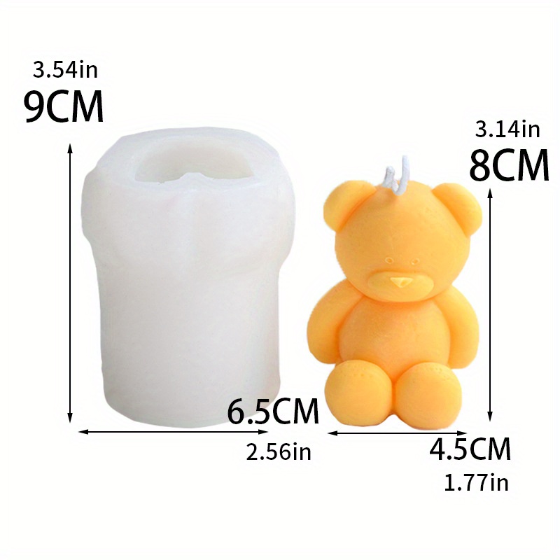 1pc, Bear Silicone Candle Mold 3D Animal Crafts Plaster Resin Mold DIY  Chocolate Soap Ice Cube Baking Mold