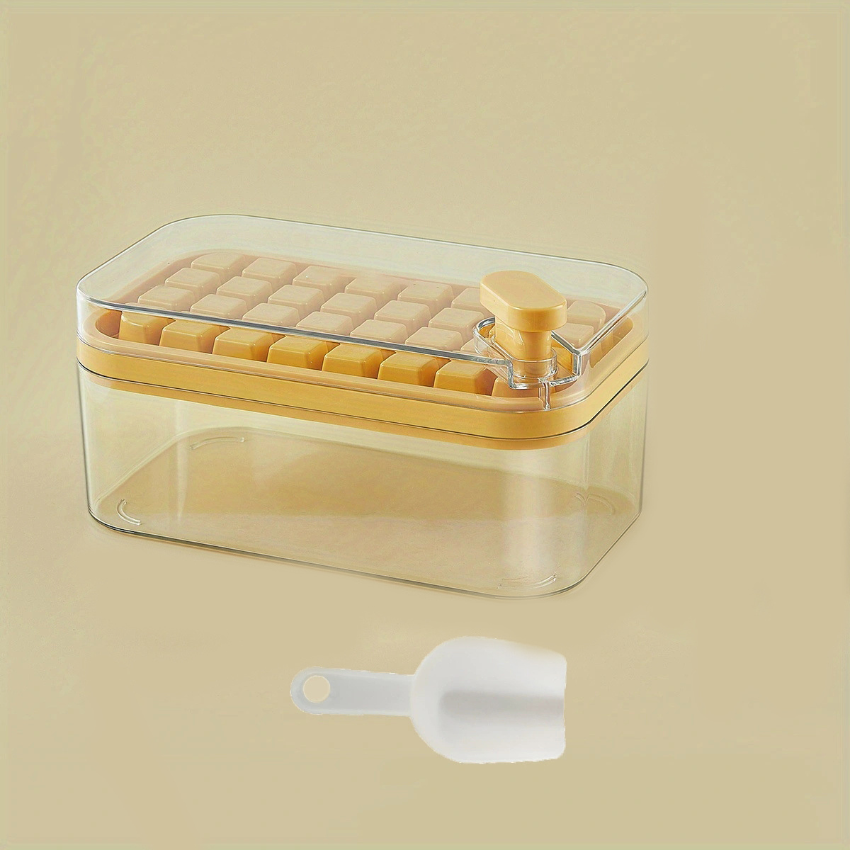 One-button Press Ice Cube Tray Mould Container Box with Lid Freezer Maker