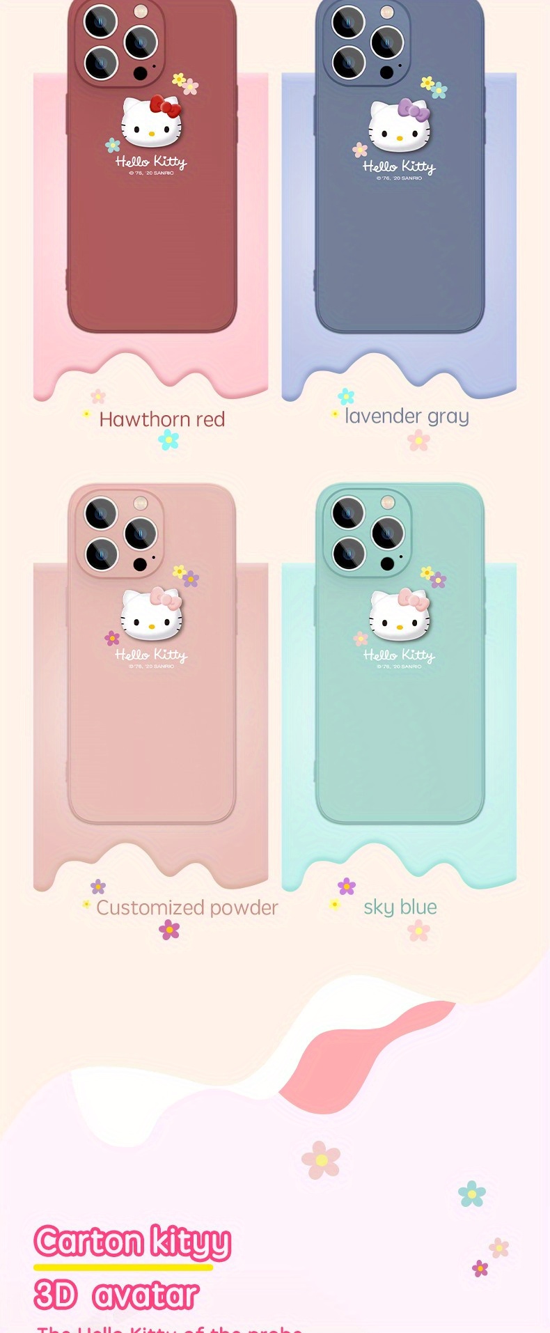 Fashion Sanrio Hello Kitty Black Kawaii Phone Case for IPhone 13