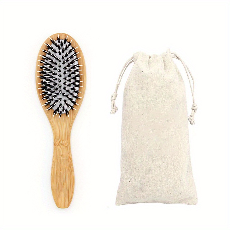Small Oval Wooden Bristle Hair Brush