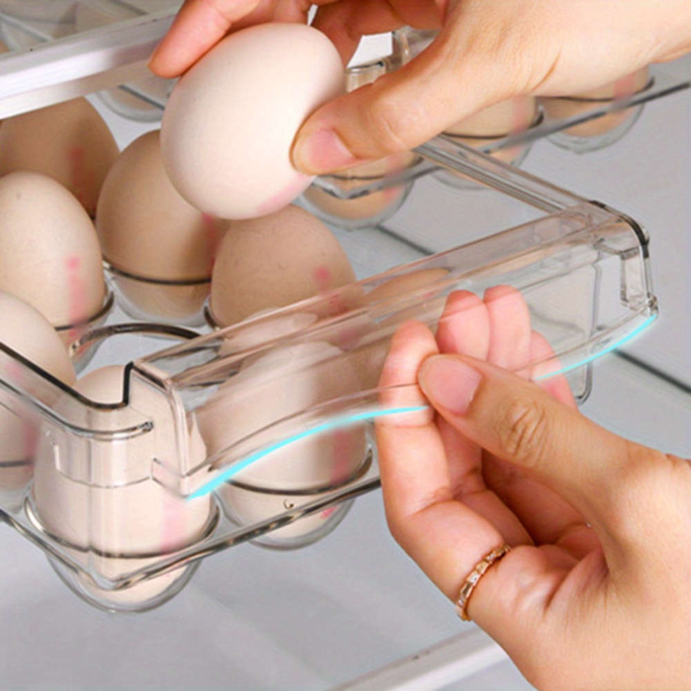 Organizador de huevos para nevera, contenedor transparente de gran  capacidad, fácil acceso, lateral versátil - AliExpress