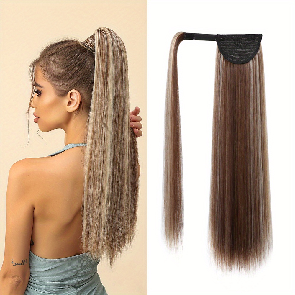Straight Ponytail Hair Tie Synthetic Extensions for Daily Use