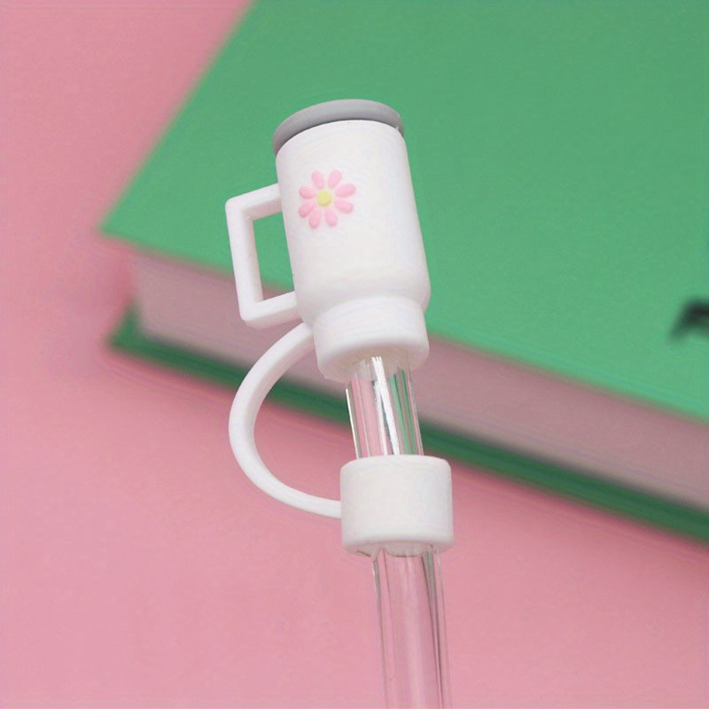 1pc Straw Tips Cover, Cartoon Cup Straw Tips Cover, 1cm/0.39in