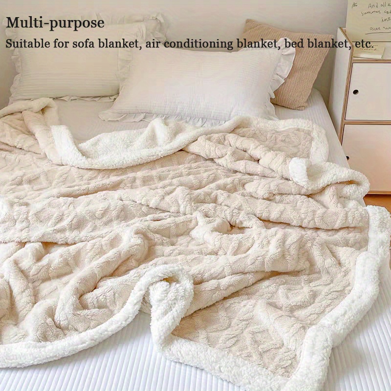 1  comfortable soft blanket double sided plush warm sofa blanket multi purpose blanket details 1