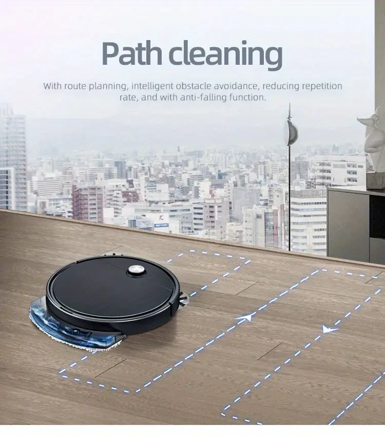 1pc robot vacuum cleaner robotic cleaner with water tank  free 2800pa strong suction slim low noise ideal for pet hair hard floor and daily cleaning small appliance bedroom accessories cleaning tools details 3