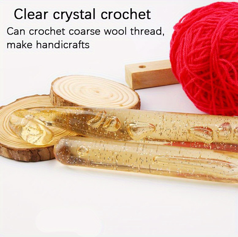 Transparent Crystal Crochet Hook Large Knitting Needle Woven