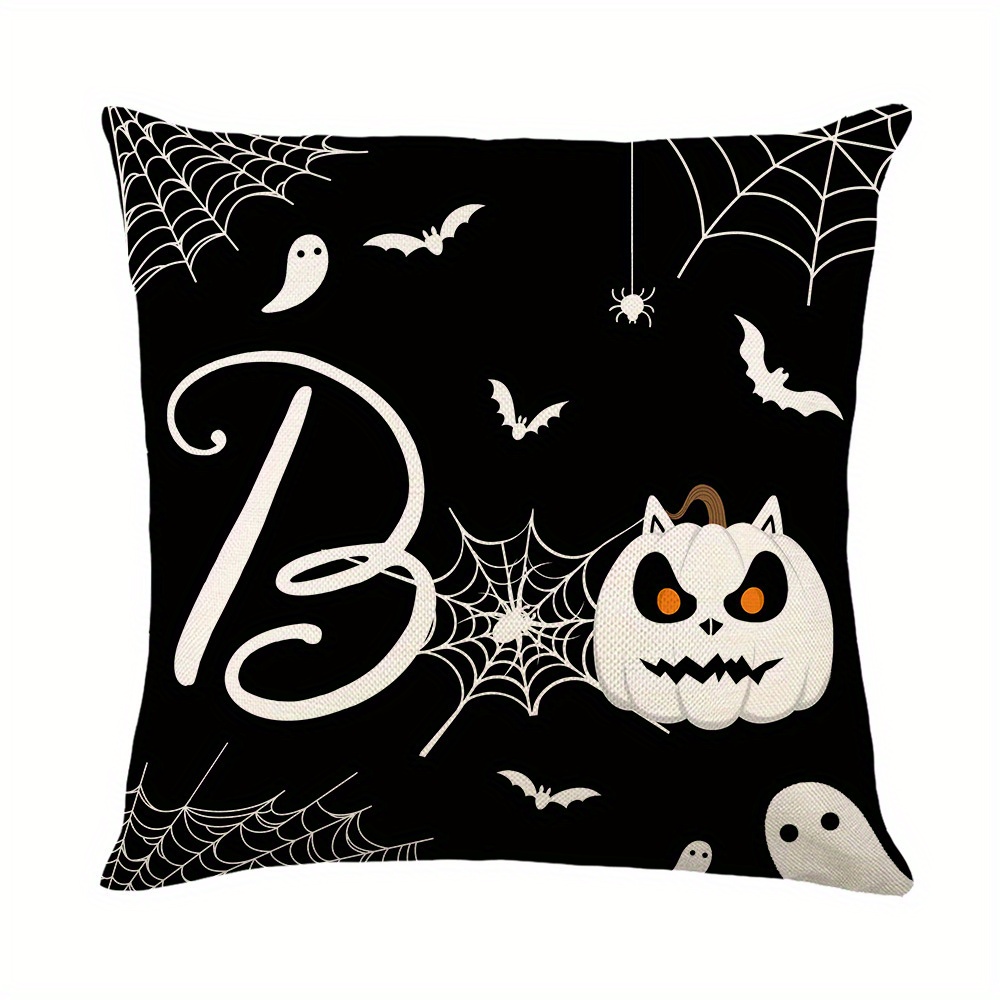 Halloween Decoration Pillow Cover Orange Ghost Spider Bat Pumpkin