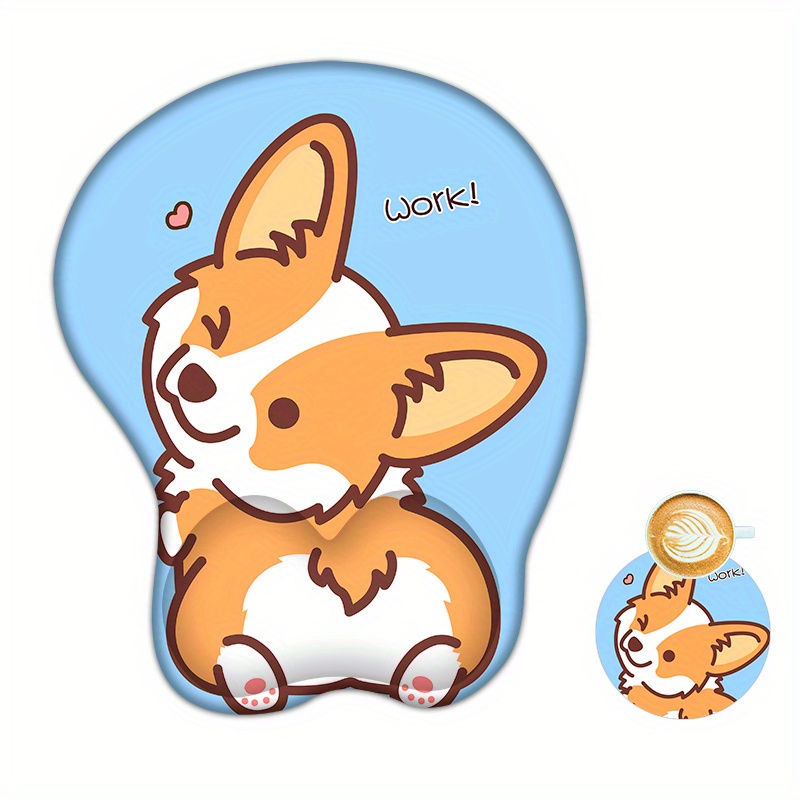 Cute Wrist Rest Pad Cushion Office Cute Corgi Mouse Pad For Hand Support  Computer Laptop Desktop Wrist Pain Relief