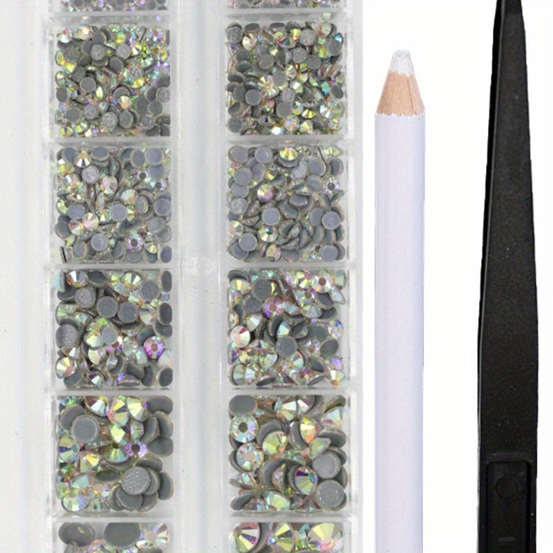 5040pcs Black Rhinestones 6 Mixed Size Hotfix Rhinestones For Crafts  Flatback Crystal With Tweezers And Rhinestones Pen 2-6mm