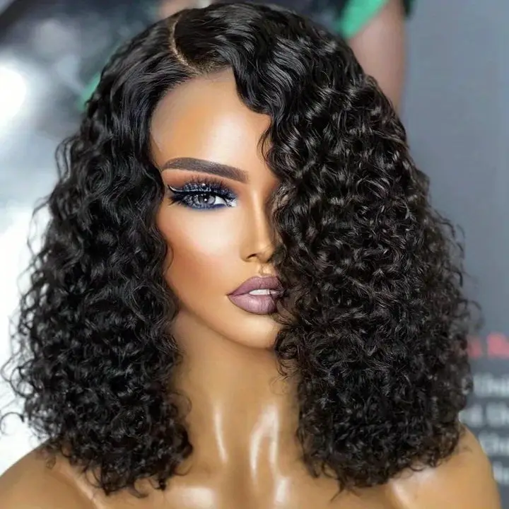 short bob wig wet and wavy water wave 4x4 lace closure wig brazilian transparent lace frontal human hair wigs for women 150 density 4 4 lace wig details 0