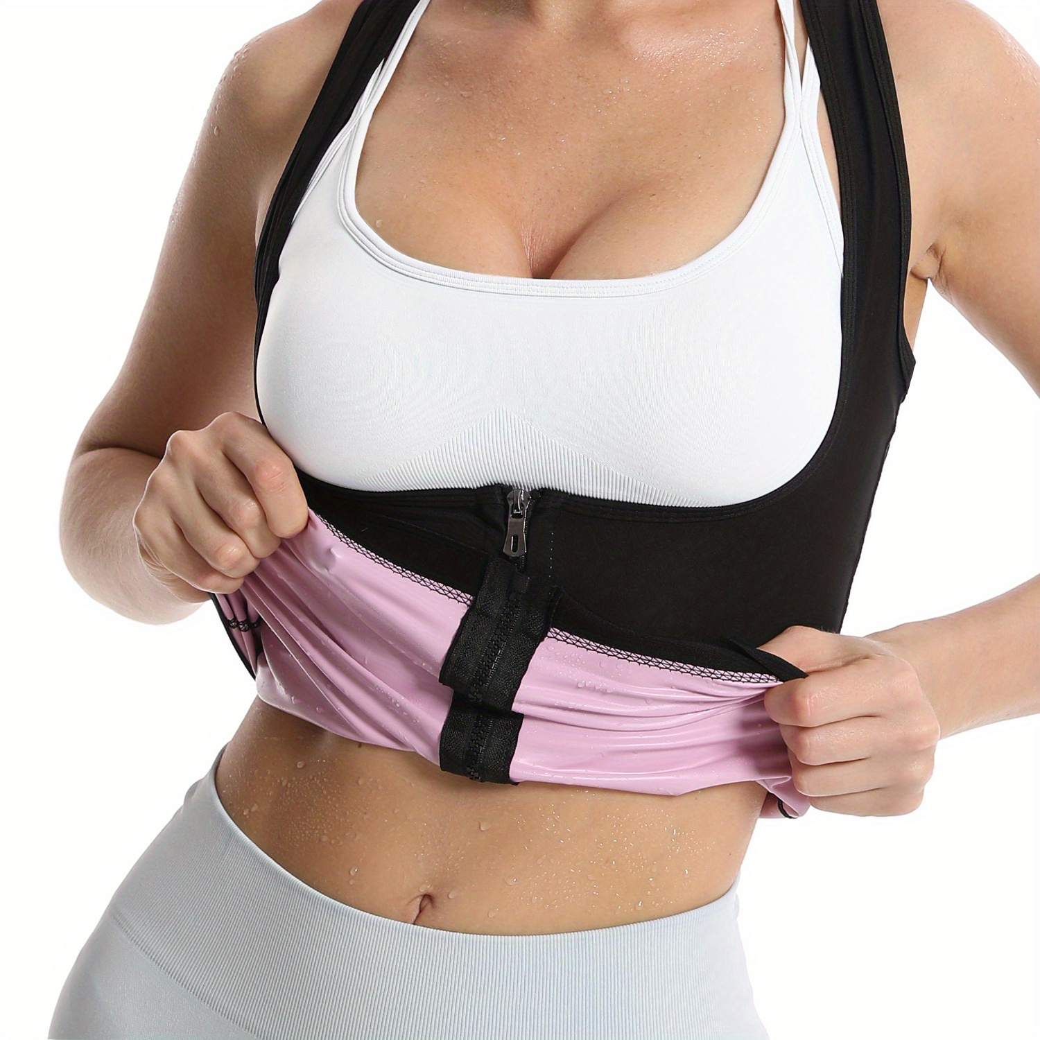 Women's Sweat Sauna Vest Shapewear Zipper Waist Training - Temu Australia