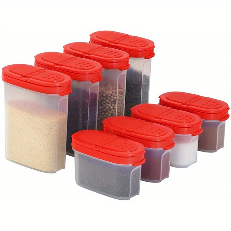 Airtight Spice Jars With 2way Lids Refillable, Clear Plastic