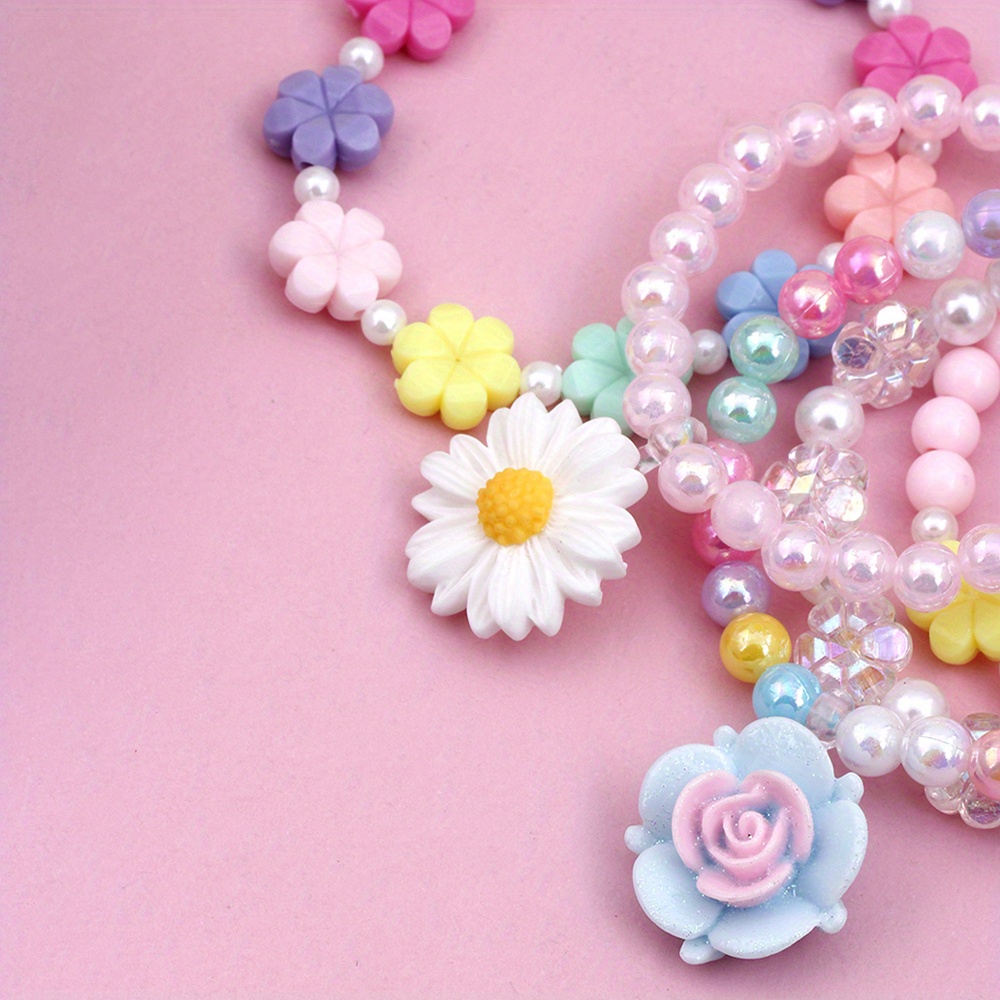 EIMELI 6PCS Colorful Daisy Flower Bead Bracelets Set Indie