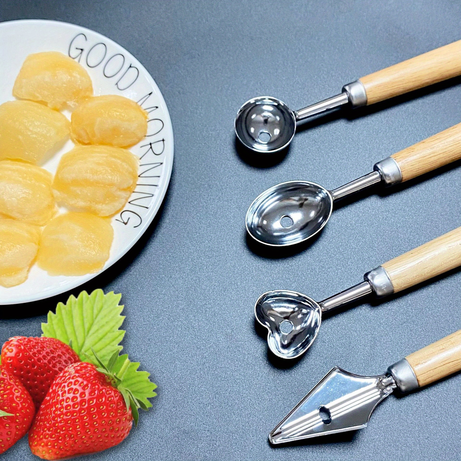 Kitchen gadgets fruit digger carving ball 3-pieces stainless steel