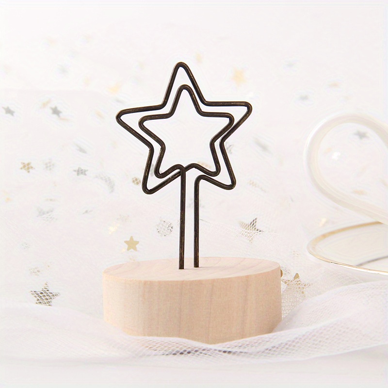 Creative Photo frame Round Wooden Note Picture Frame Clip Table Number  Wedding Photo Holder Clip Memo Name Card Pendant Holder