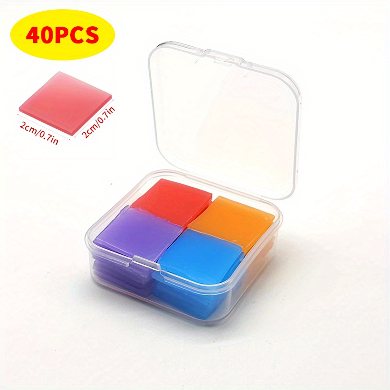 1 Box/6 Pcs Square Diamond Painting Clay Diamond Art Glue Painting Wax  Drilling Mud Diamond Painting Wax with Storage Box (2.5 x 2.5 cm)(Blue&red)