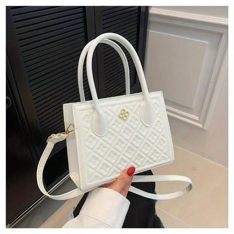 Geometric Embossed Square Satchel Bag