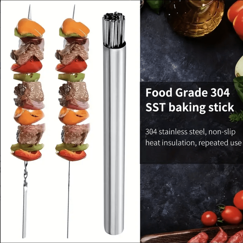 Bbq Skewers Stainless Steel Flat Skewers, Bbq Iron Skewers For Lamb Skewers,  Skewers For Grilled Meat Skewers, Super Easy To Use Bbq Essential Halloween  Christmas Party Favors, Kitchen Accessories Cookware Barbecue Tool