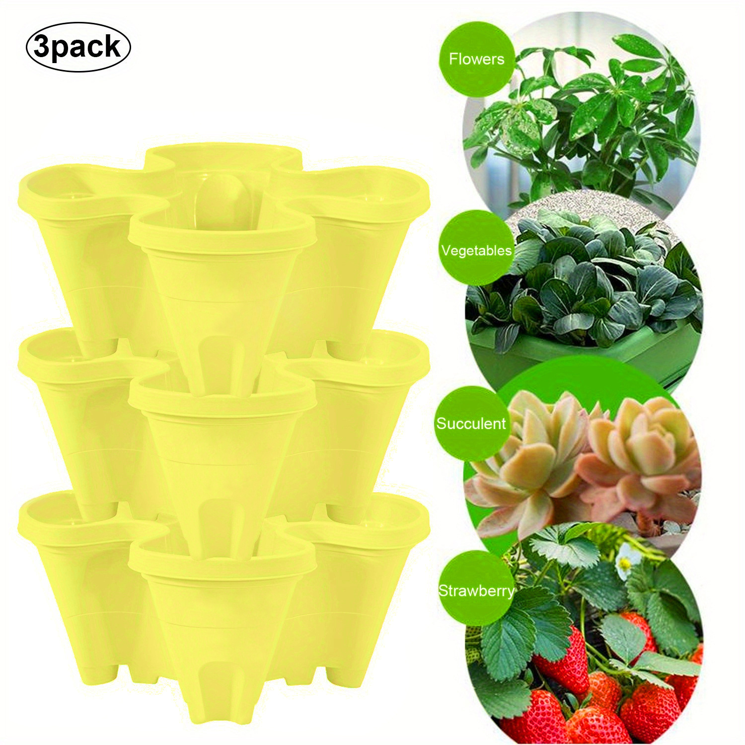 5 Tier Vertical Garden Tower Stackable Planter Herb Flower Veg Pots Plastic