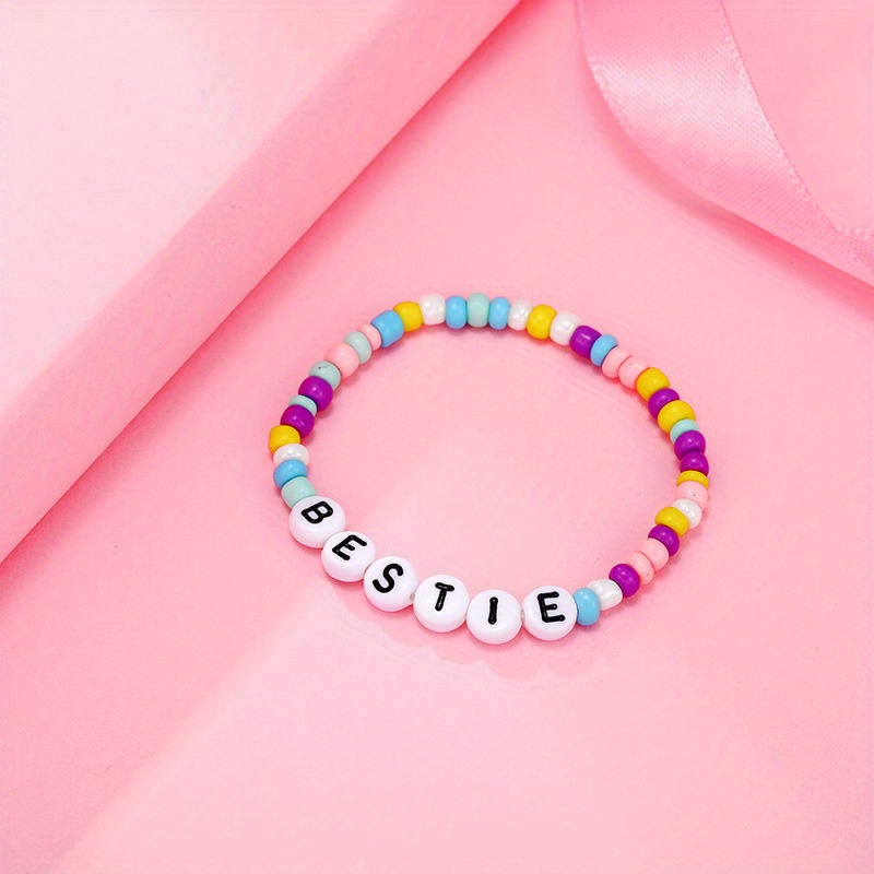 Letter Beads Encouragement Positive Energy English Words Beaded Bracelet for Girls Lucky Brave English Words Beads Kid's Bracelets Cute Gifts for