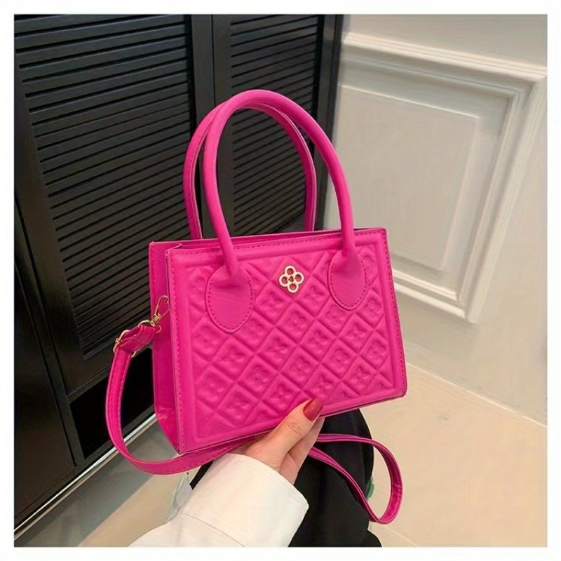 Geometric Embossed Square Satchel Bag