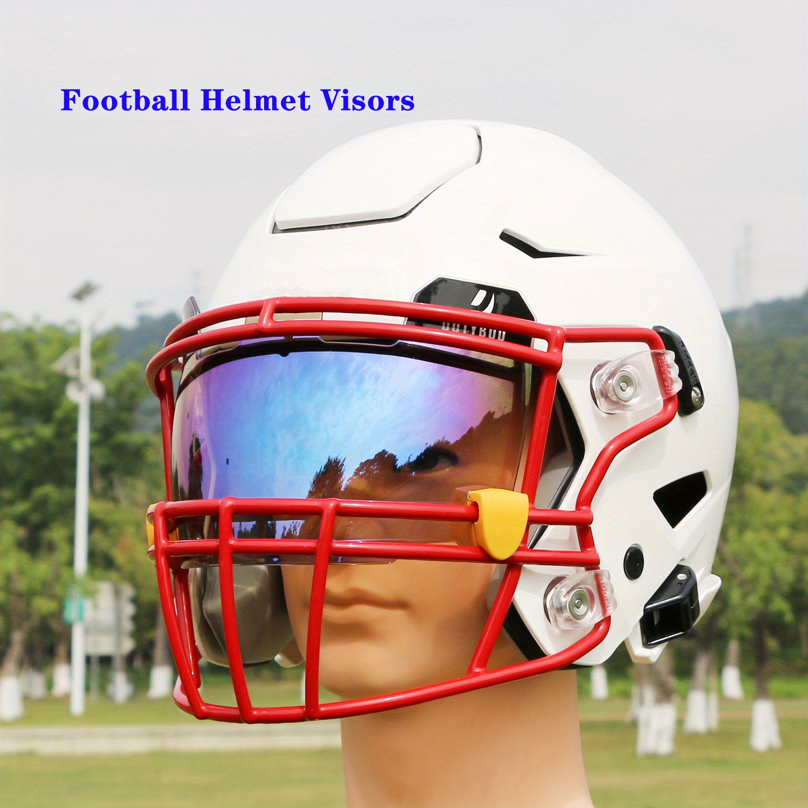Universal American Football Helmet Visor Rainbow Chrome Eye Shield Visor  with Clips