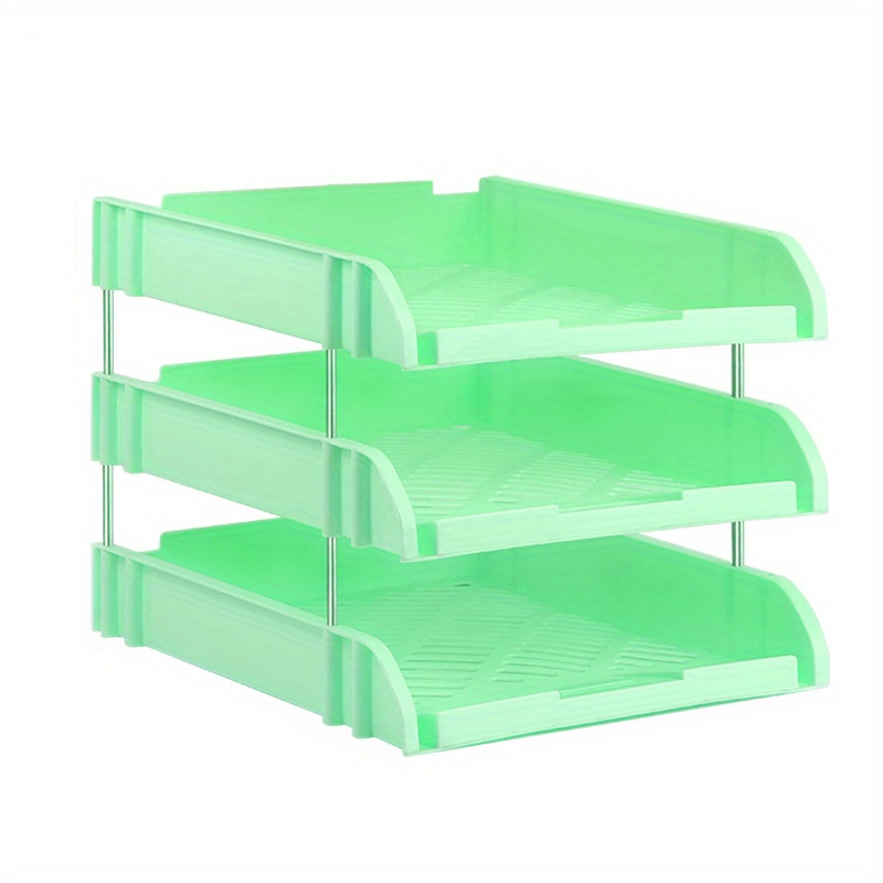 1pc Solid Color Simple Desktop File Storage Rack, Stackable Office