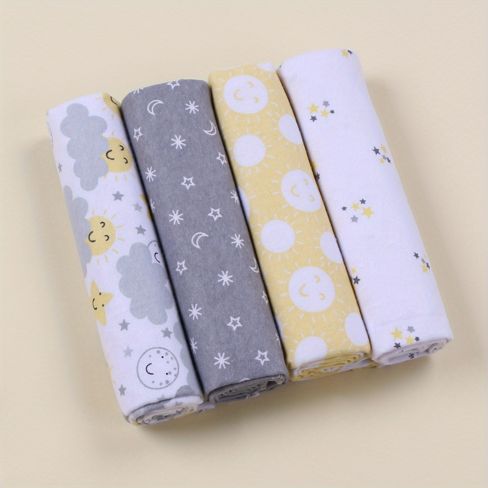 4pcs Cotton Flannel Swaddle Blankets, Soft Baby Wraps For 0-12 Months