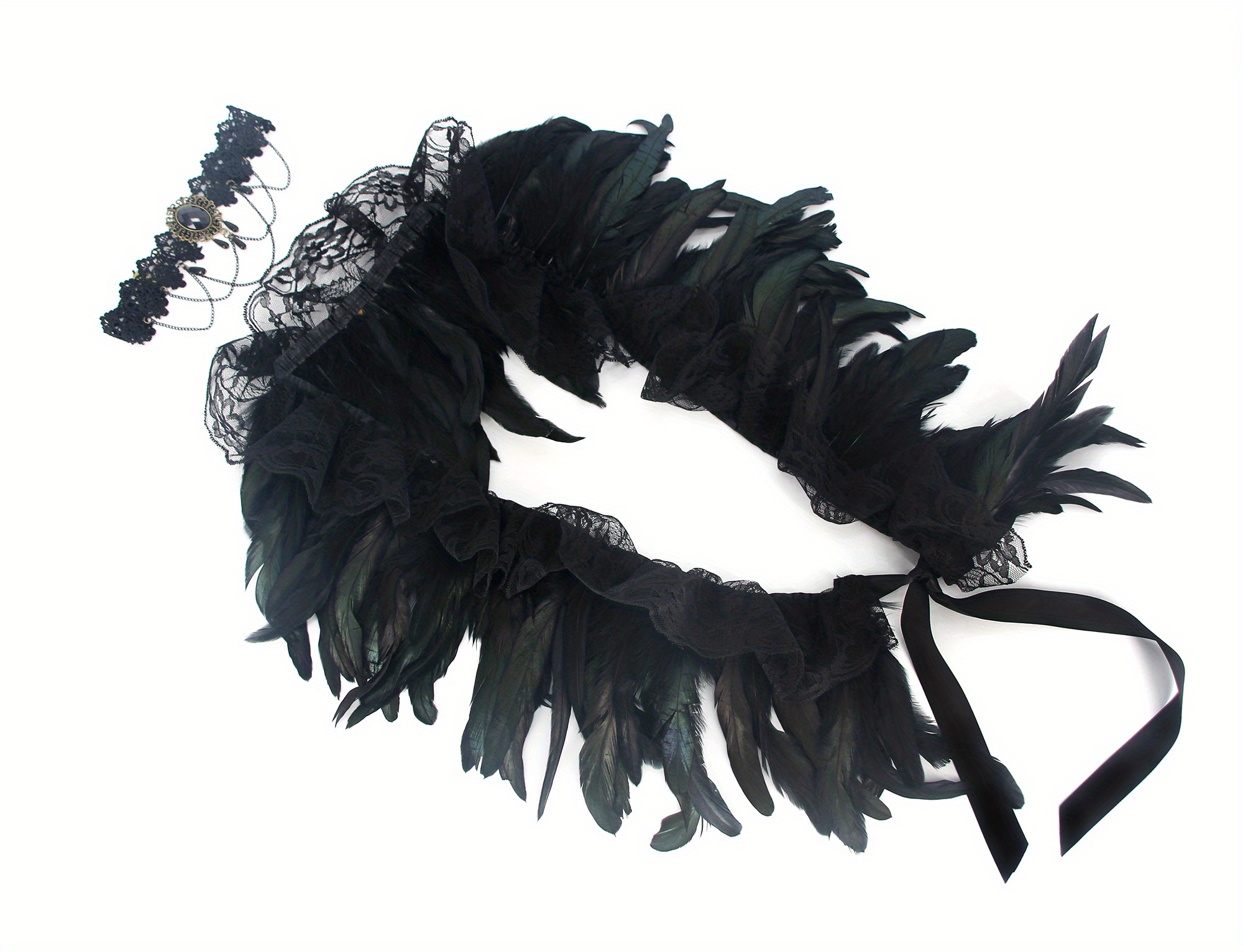 Gothic Dark Style Faux Feather Lace Accessories Sexy Temu
